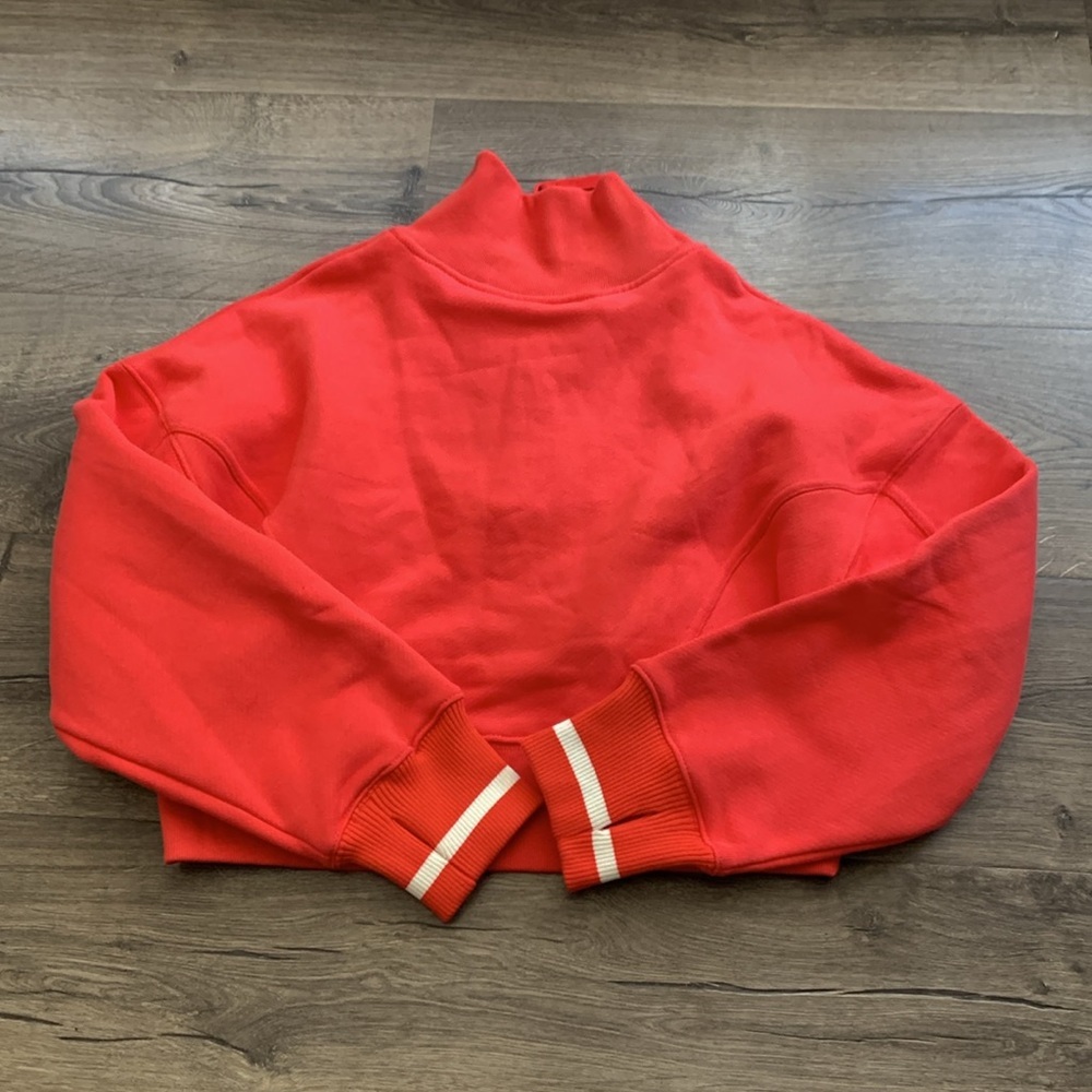 Vibrant Red Half-Zip Sweatshirt - Picture 10 of 11